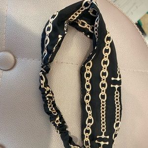 Black and Ivory Satin Headband